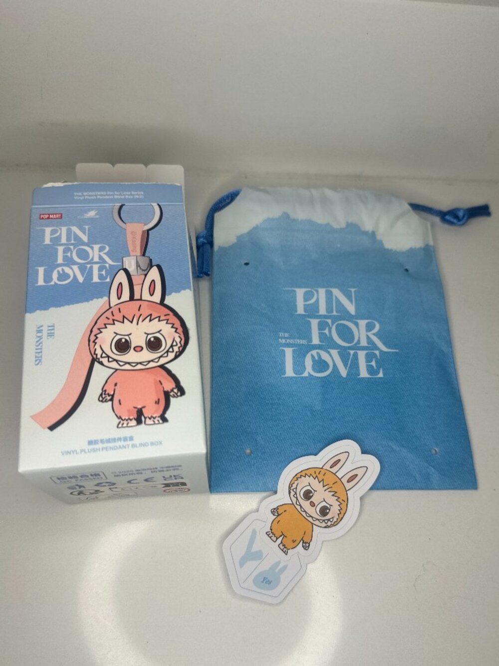 POP MART Labubu Pin for Love Y Box Sticker Only NO Keychain